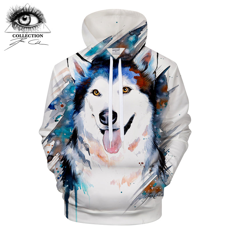 Husky 3D Printed Hoodies Men Women Sweatshirts