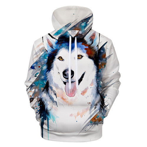 Husky 3D Printed Hoodies Men Women Sweatshirts